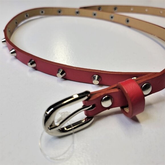 WOMENS Red Studded Long Belt - Picture 5 of 11